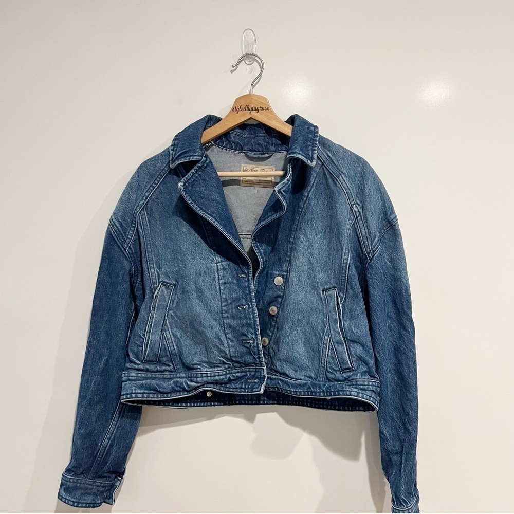 Free People Now Or Never Denim Crop Trucker Jacket - Picture 5 of 13